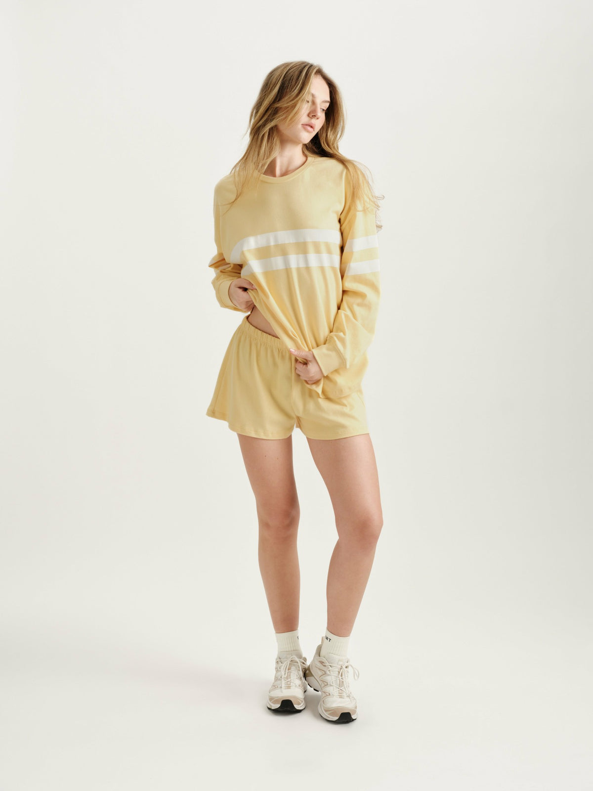 HEAVY COTTON EASY STRIPE LONG SLEEVE - BUTTER | SET ACTIVE Signature