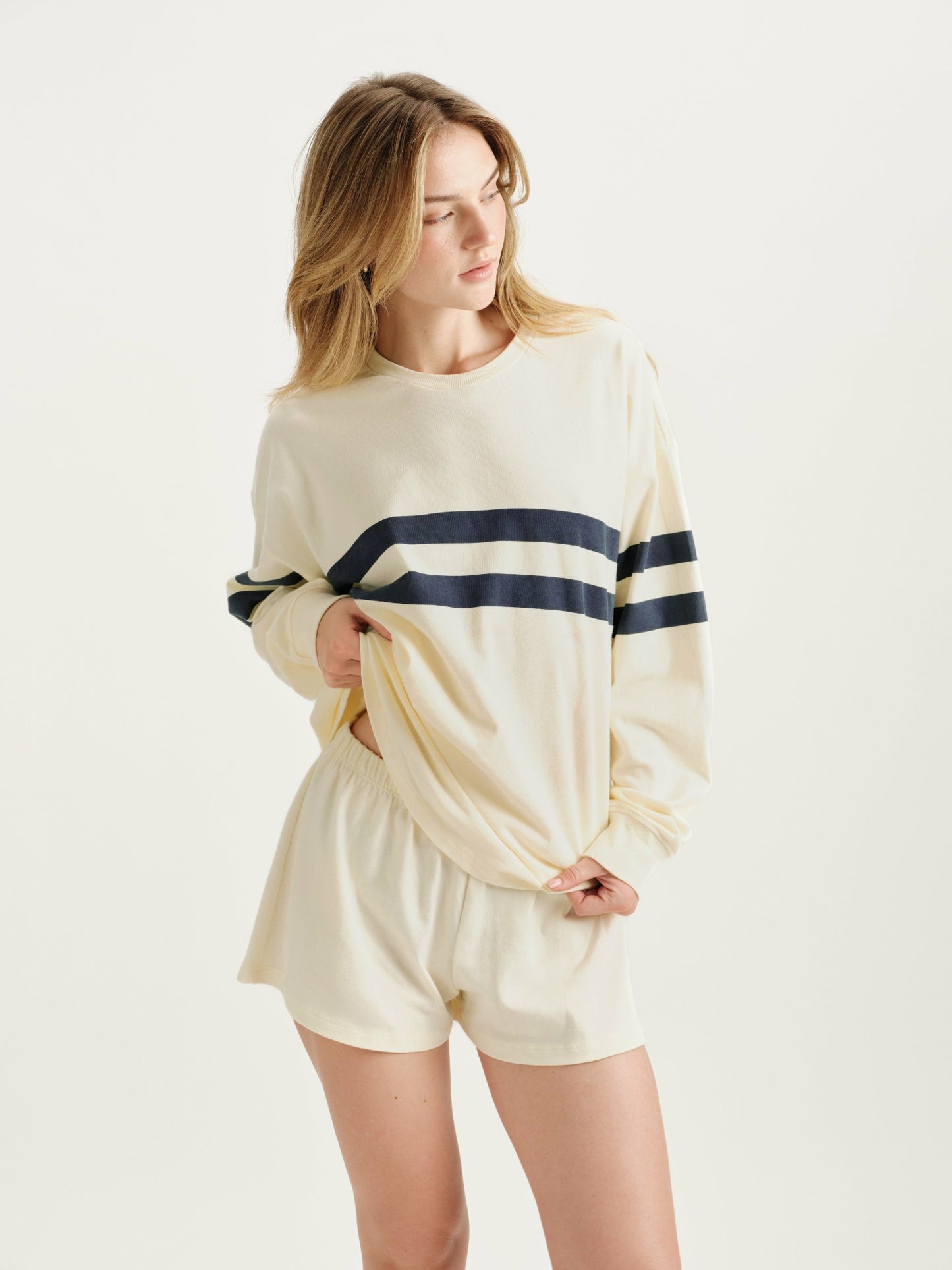 HEAVY COTTON EASY STRIPE LONG SLEEVE - WASHED | SET ACTIVE Featured