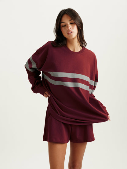 HEAVY COTTON EASY STRIPE LONG SLEEVE - SEPIA | SET ACTIVE Trending