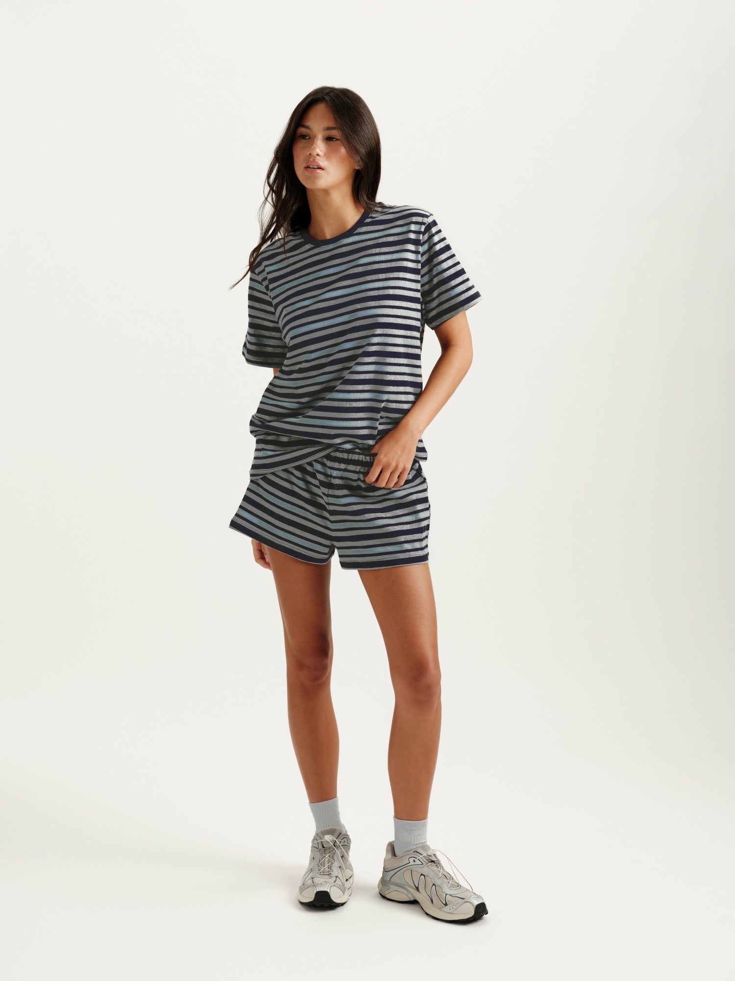 CLASSIC COTTON DAILY STRIPE BOYFRIEND TEE - WASHED | SET ACTIVE Recommended