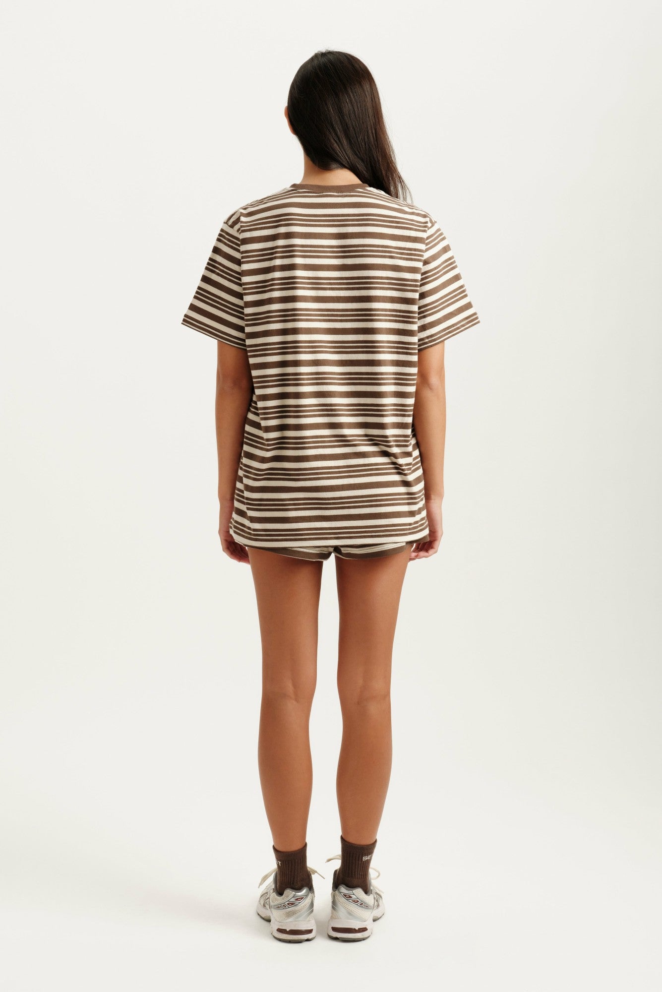 CLASSIC COTTON DAILY STRIPE BOYFRIEND TEE - GRAIN | SET ACTIVE Signature
