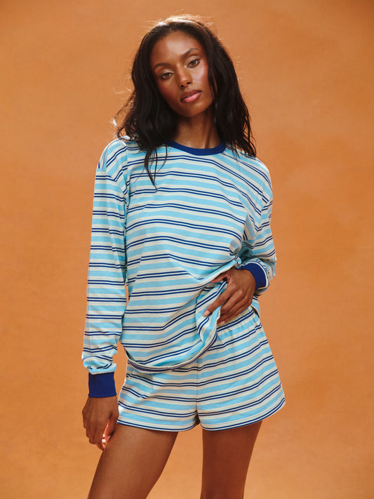 CLASSIC COTTON DAILY STRIPE CUFFED LONG SLEEVE - MAUI | SET ACTIVE Classic