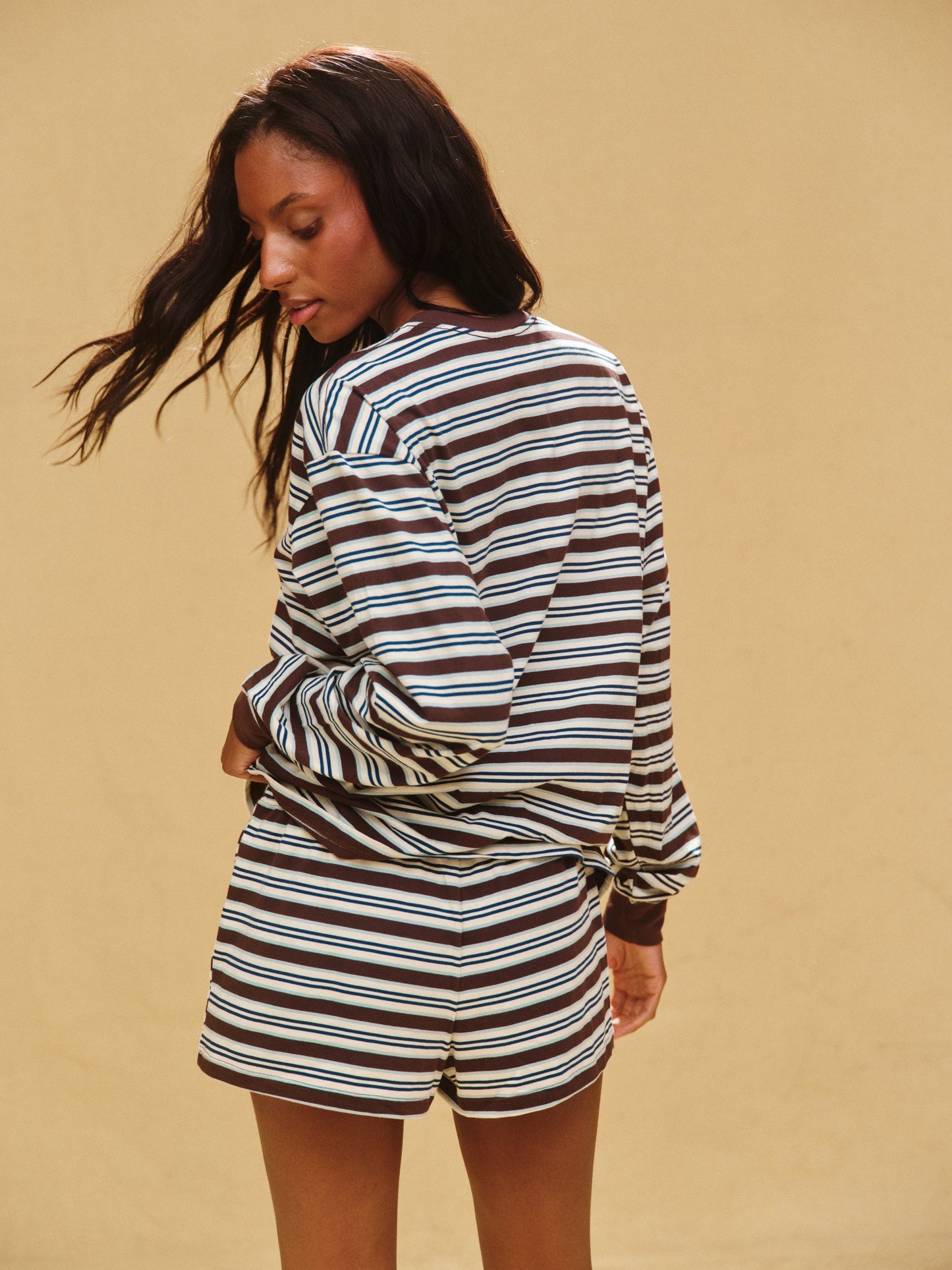 CLASSIC COTTON DAILY STRIPE CUFFED LONG SLEEVE - KONA | SET ACTIVE Popular