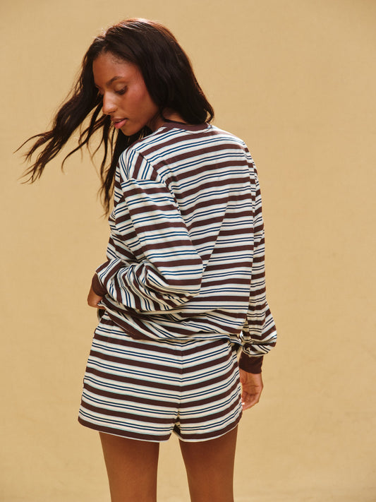 CLASSIC COTTON DAILY STRIPE CUFFED LONG SLEEVE - KONA | SET ACTIVE Popular