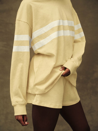 HEAVY COTTON EASY STRIPE LONG SLEEVE - BUTTER | SET ACTIVE Signature