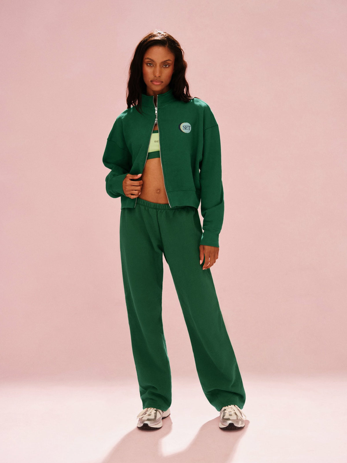 MIDWEIGHT SWEATS STAPLE SET FUNNEL ZIP - LAWN | SET ACTIVE Featured