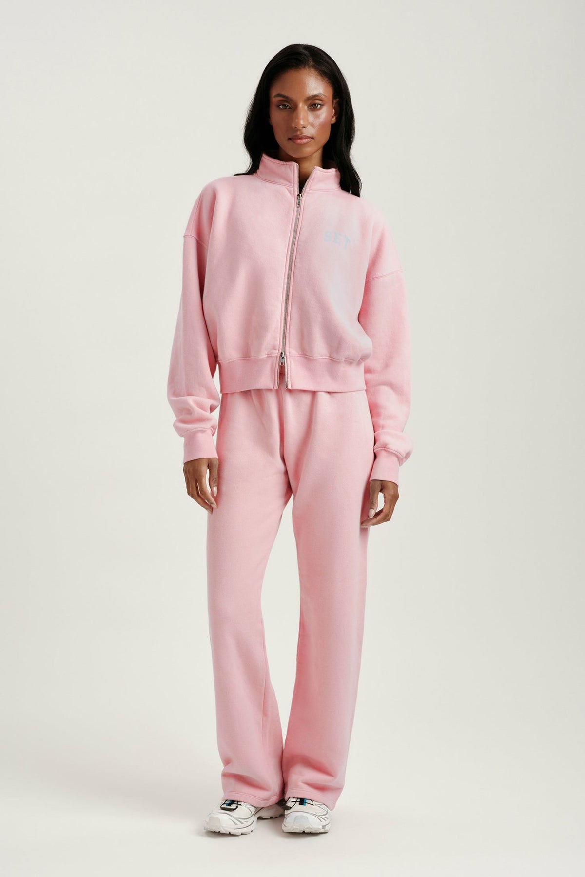 MIDWEIGHT SWEATS STAPLE SET FUNNEL ZIP - BLUSH | SET ACTIVE Recommended