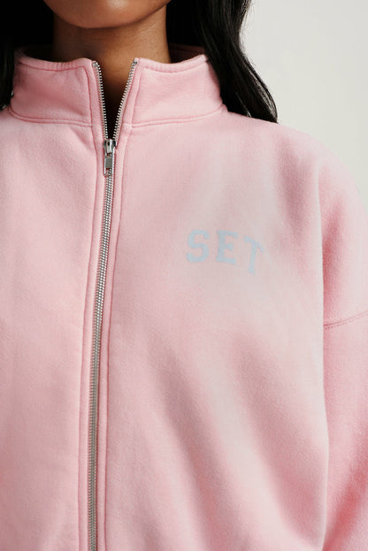 MIDWEIGHT SWEATS STAPLE SET FUNNEL ZIP - BLUSH | SET ACTIVE Recommended