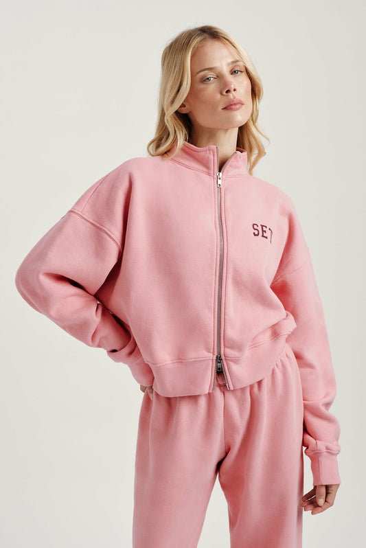 MIDWEIGHT SWEATS STAPLE SET FUNNEL ZIP - ROSEBUD | SET ACTIVE Signature