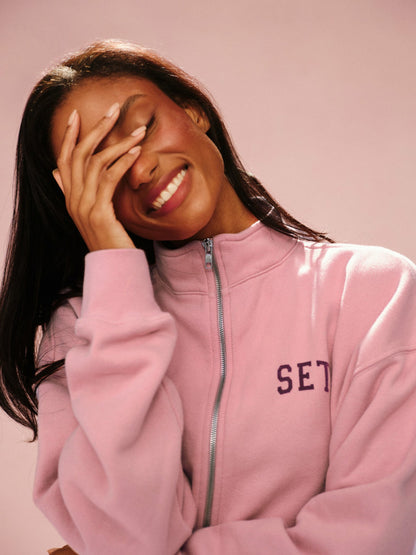 MIDWEIGHT SWEATS STAPLE SET FUNNEL ZIP - ROSEBUD | SET ACTIVE Signature