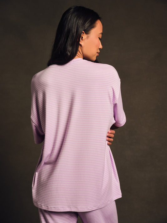 SLEEP JERSEY COMFORT STRIPE BOXY TEE - BUTTERCREAM | SET ACTIVE Best Seller