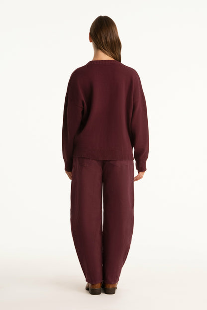 SET X PARKE COTTON V-NECK SWEATER - RHUBARB | SET ACTIVE Trending