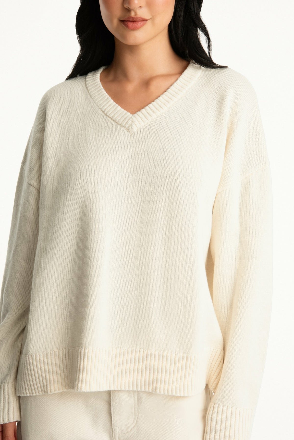 SET X PARKE COTTON V-NECK SWEATER - CREAM | SET ACTIVE Recommended