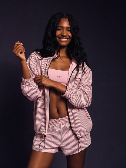 NYLON TRACK STRIPE LIFESTYLE ZIP UP - SWIRL | SET ACTIVE Trending