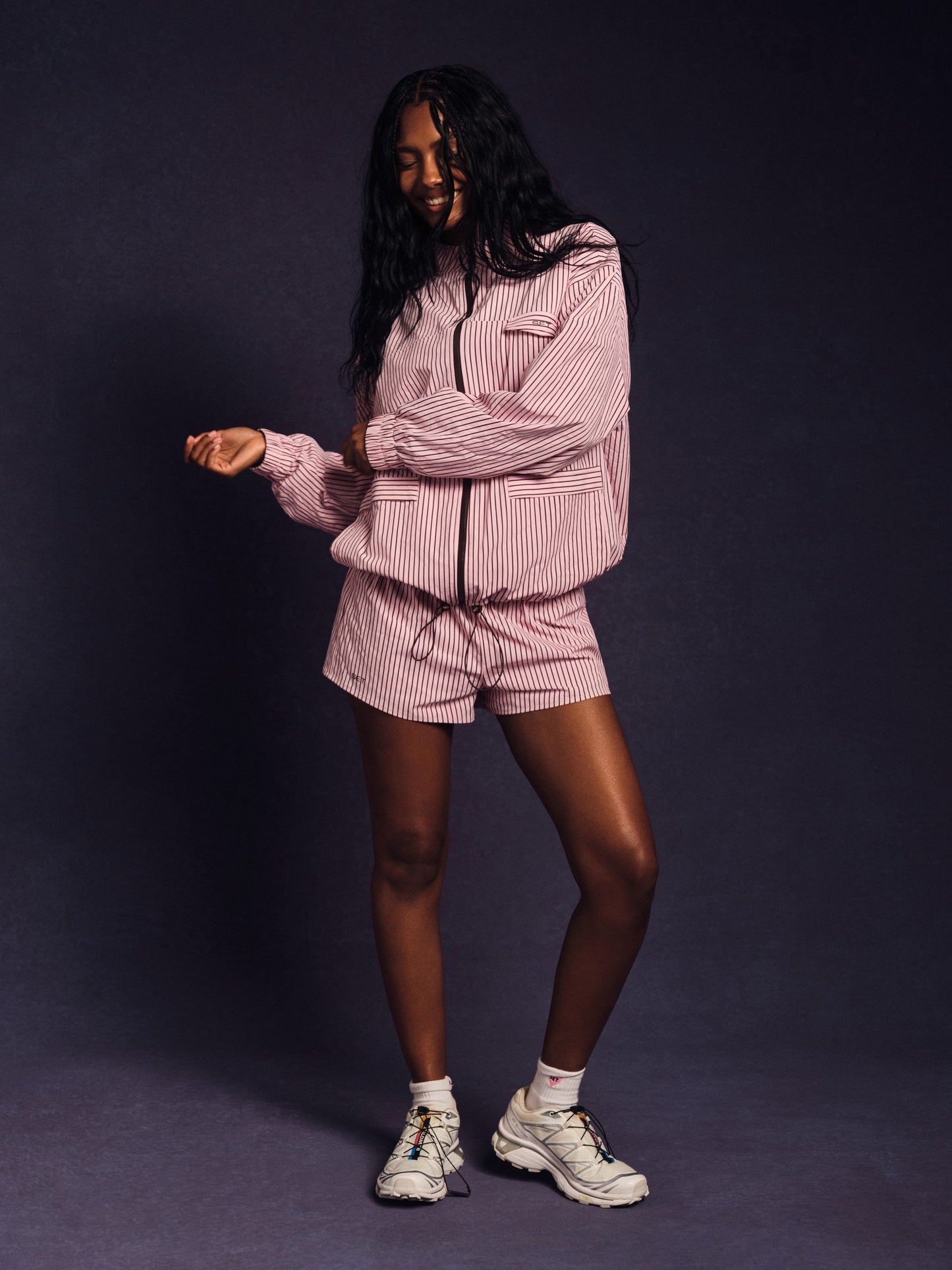 NYLON TRACK STRIPE LIFESTYLE ZIP UP - SWIRL | SET ACTIVE Trending