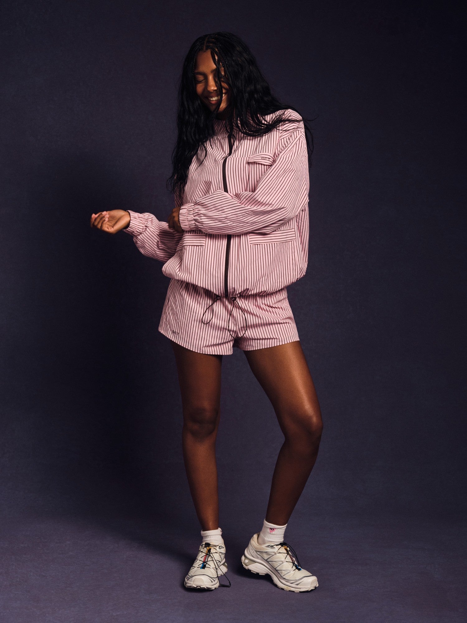 NYLON TRACK STRIPE LIFESTYLE ZIP UP - SWIRL | SET ACTIVE Trending