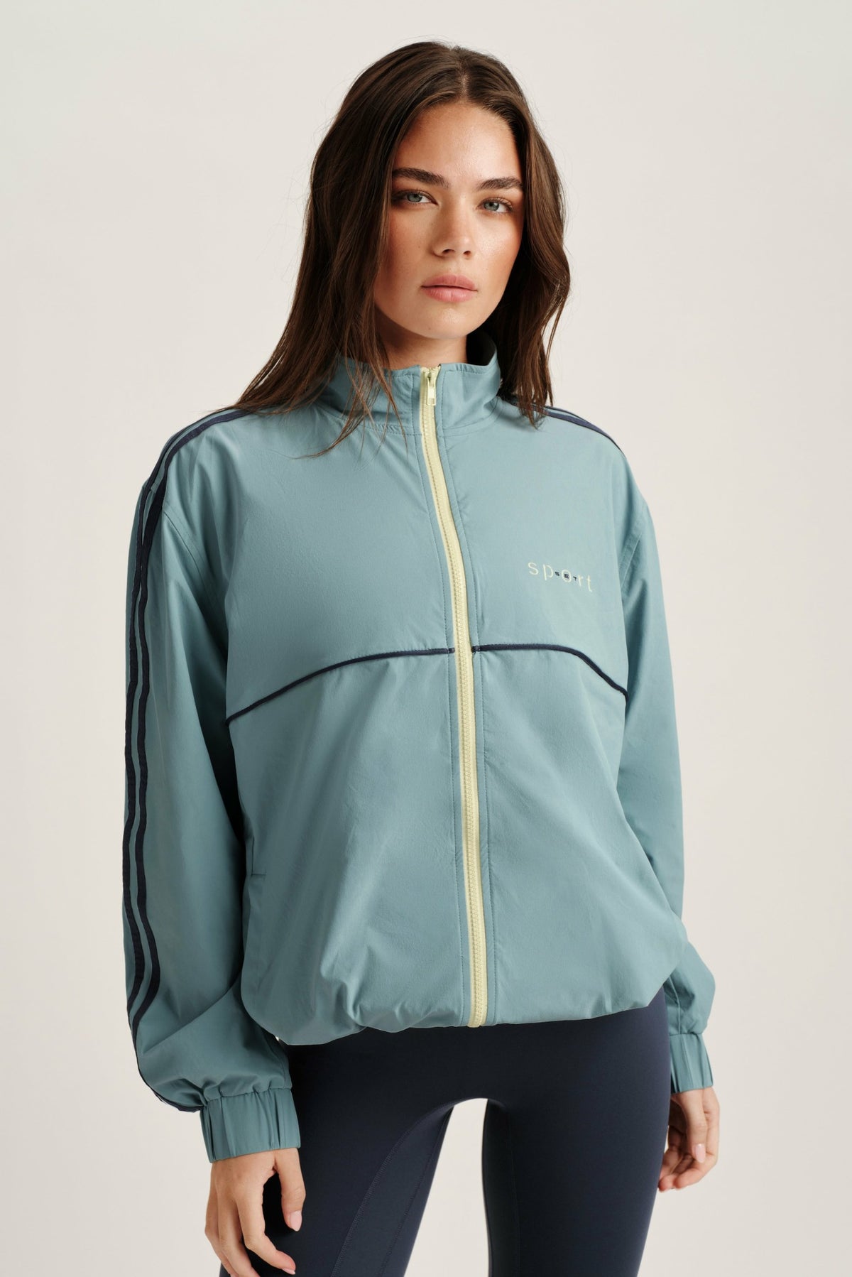 NYLON TRACK SEAM ZIP UP - WASHED | SET ACTIVE Best Seller