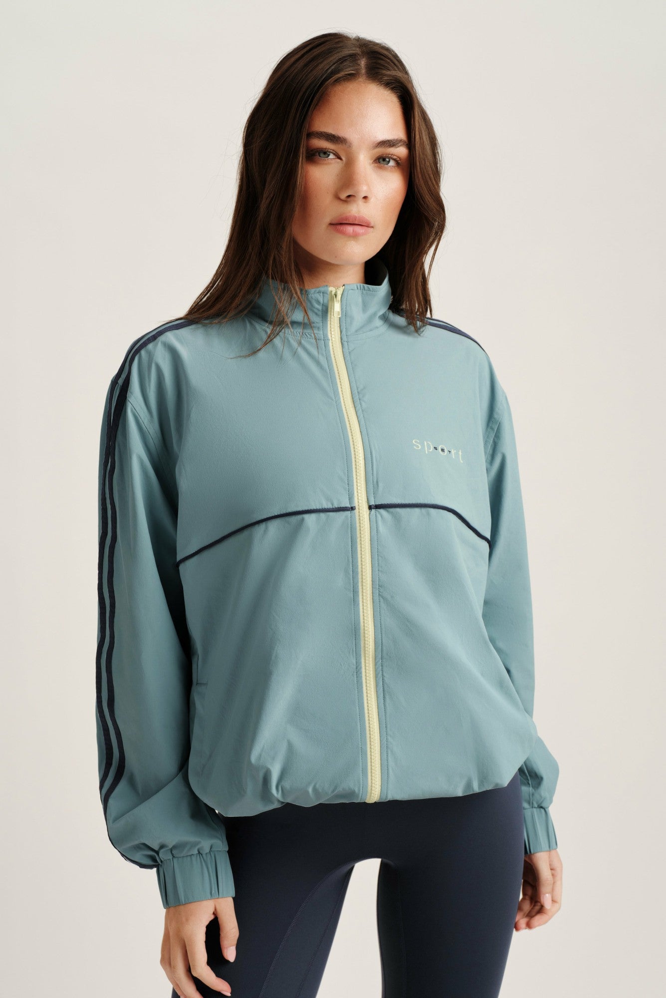 NYLON TRACK SEAM ZIP UP - WASHED | SET ACTIVE Best Seller