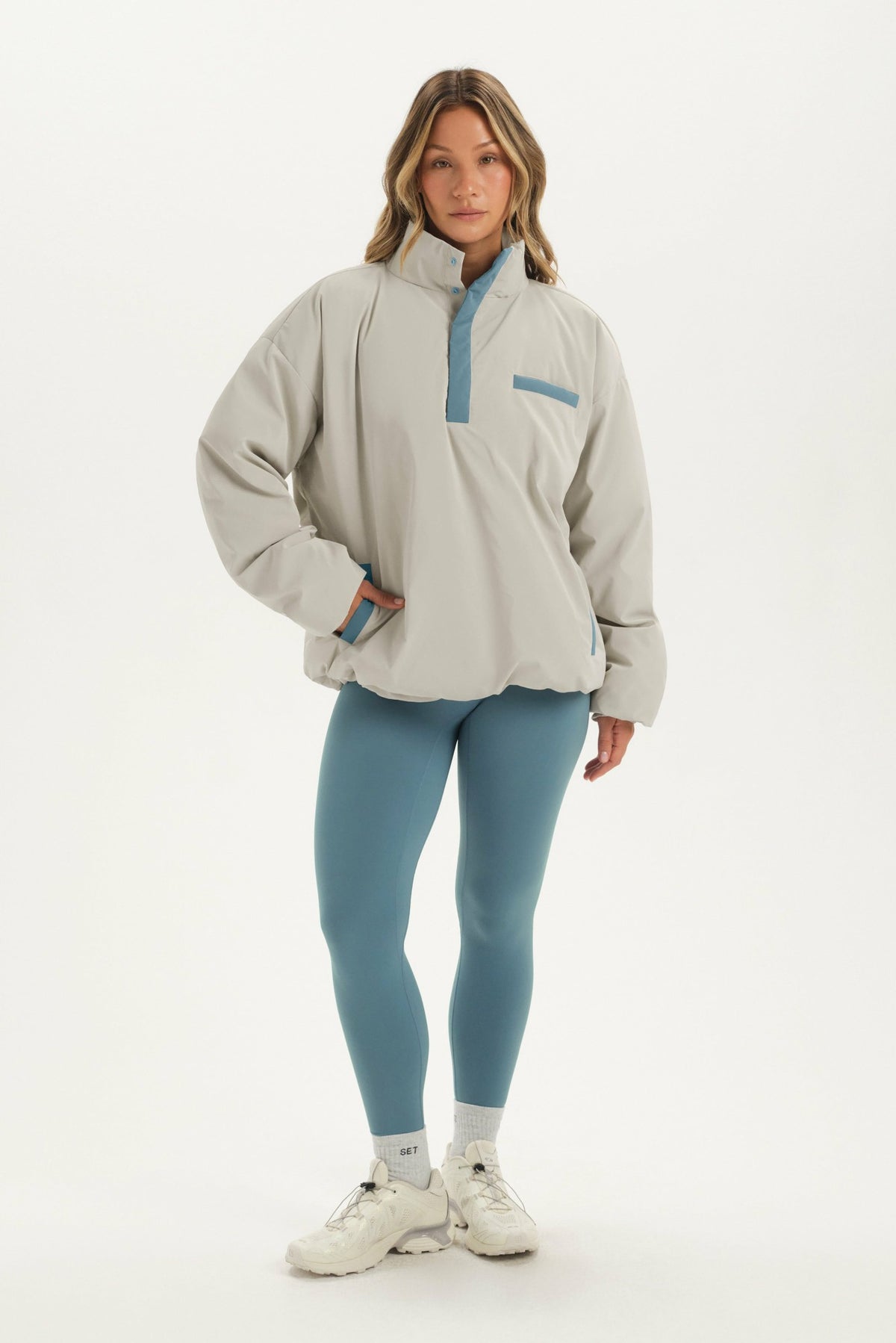 NYLON PUFF QUARTER SNAP JACKET - GLISTEN | SET ACTIVE Recommended