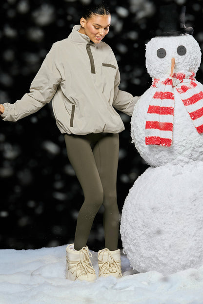 NYLON PUFF QUARTER SNAP JACKET - SPARROW | SET ACTIVE Exclusive
