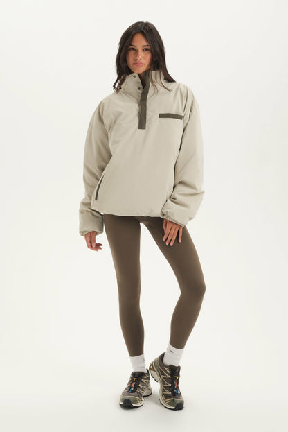 NYLON PUFF QUARTER SNAP JACKET - SPARROW | SET ACTIVE Exclusive