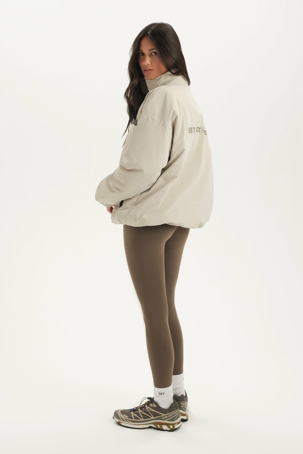 NYLON PUFF QUARTER SNAP JACKET - SPARROW | SET ACTIVE Exclusive