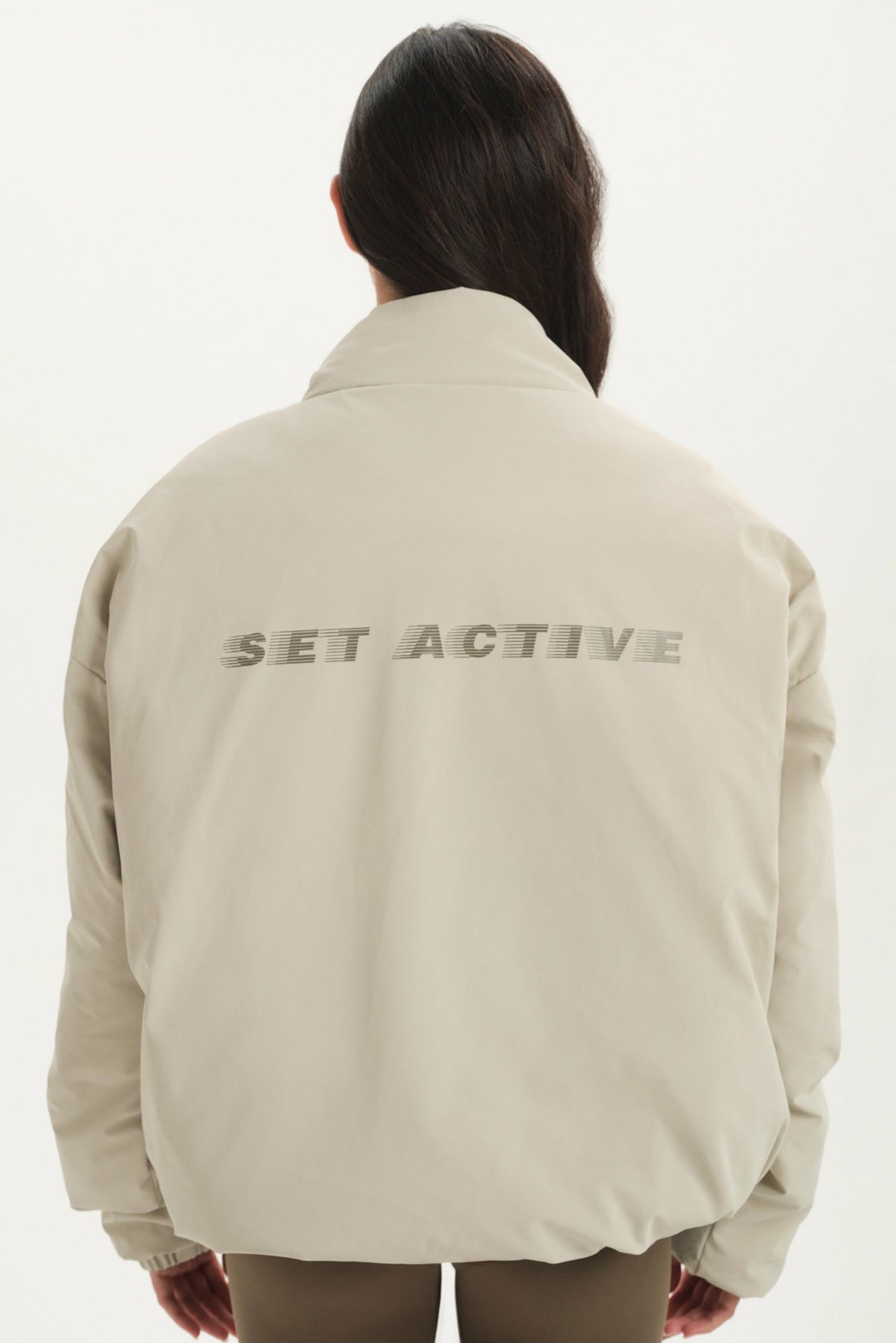 NYLON PUFF QUARTER SNAP JACKET - SPARROW | SET ACTIVE Exclusive