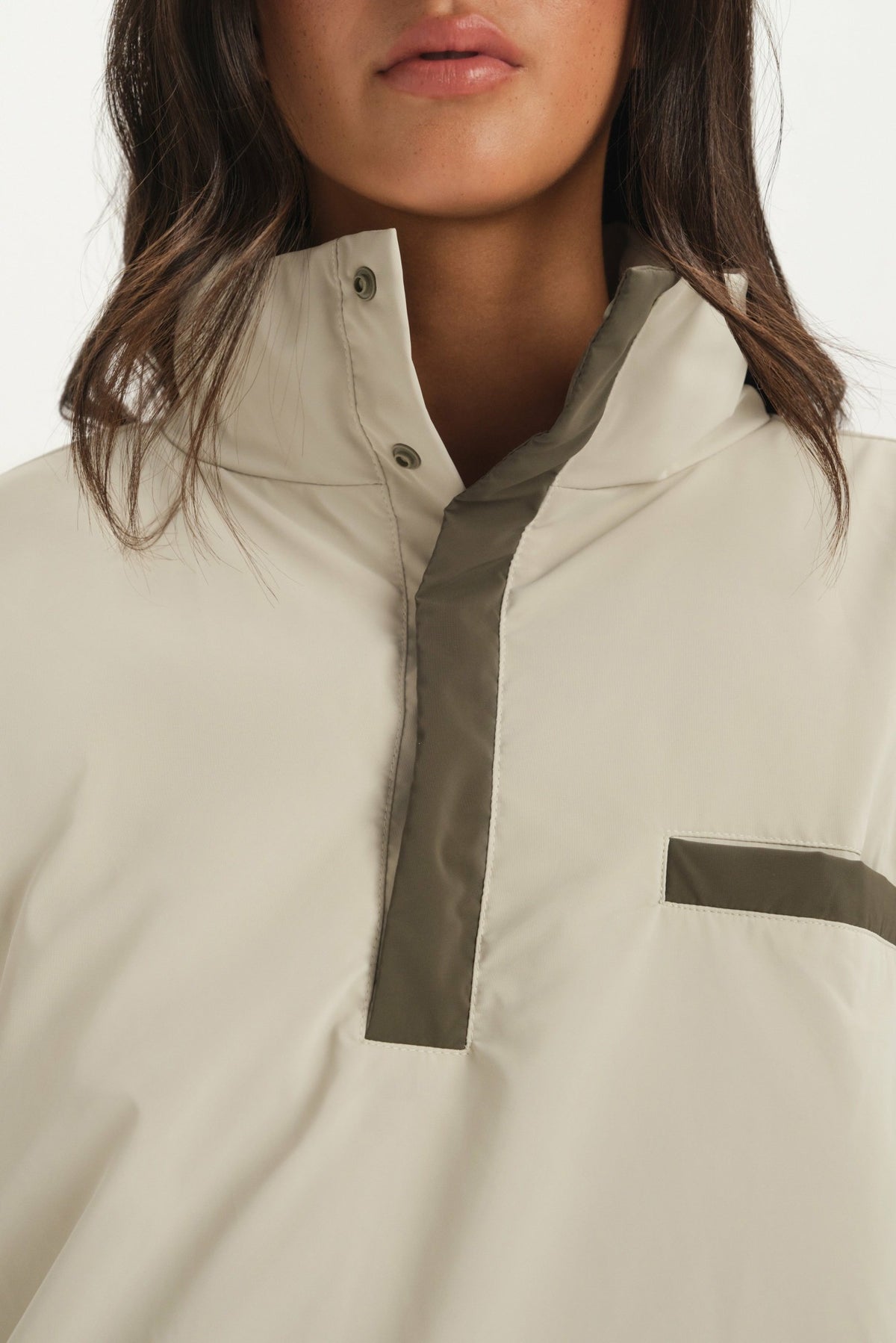 NYLON PUFF QUARTER SNAP JACKET - SPARROW | SET ACTIVE Exclusive