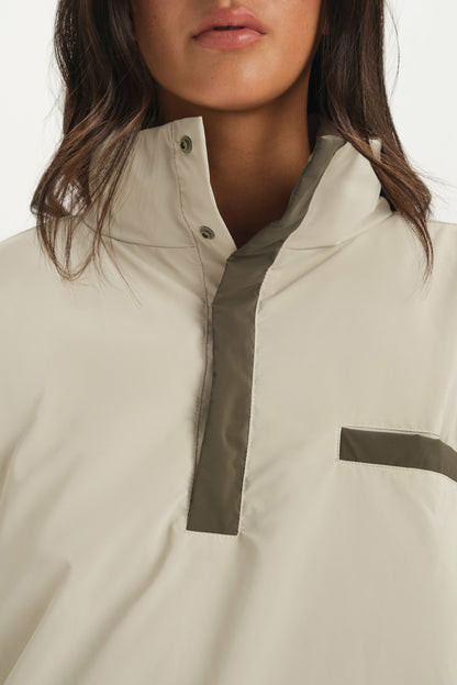 NYLON PUFF QUARTER SNAP JACKET - SPARROW | SET ACTIVE Exclusive