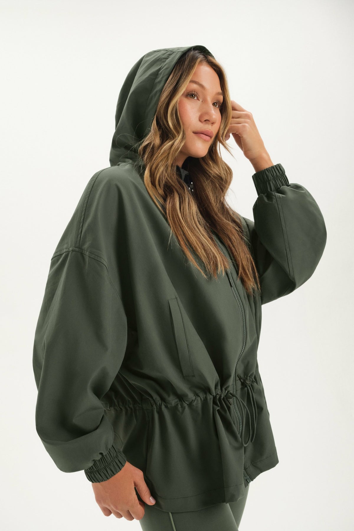 NYLON TRACK CINCHED WINDBREAKER - GROTTO | SET ACTIVE Signature