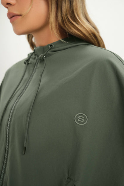 NYLON TRACK CINCHED WINDBREAKER - GROTTO | SET ACTIVE Signature