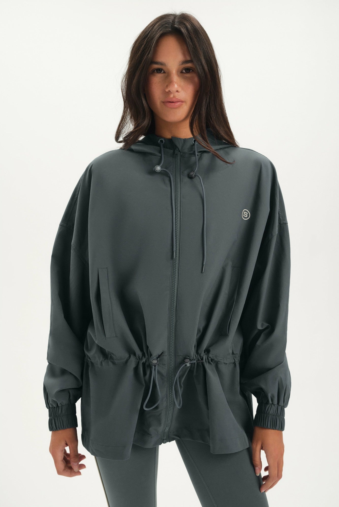 NYLON TRACK CINCHED WINDBREAKER - MAST | SET ACTIVE Classic