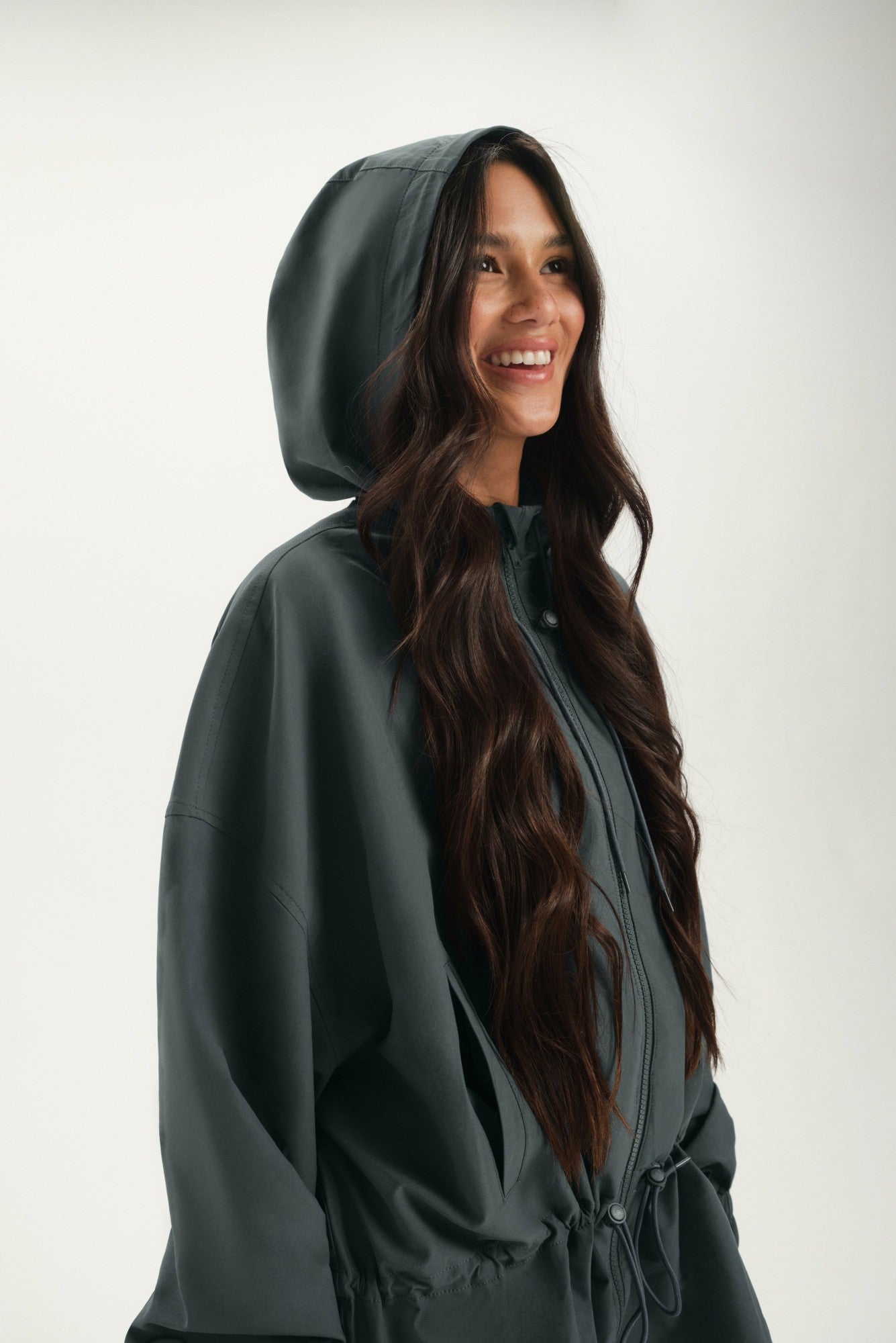 NYLON TRACK CINCHED WINDBREAKER - MAST | SET ACTIVE Classic