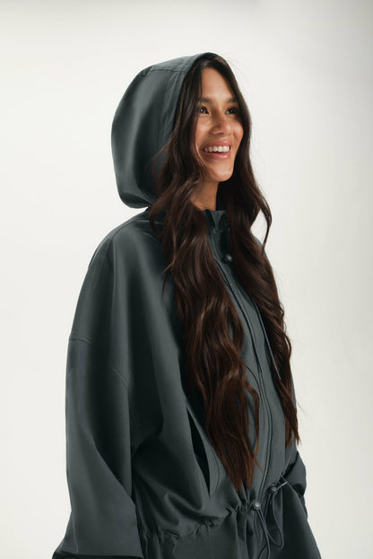 NYLON TRACK CINCHED WINDBREAKER - MAST | SET ACTIVE Classic