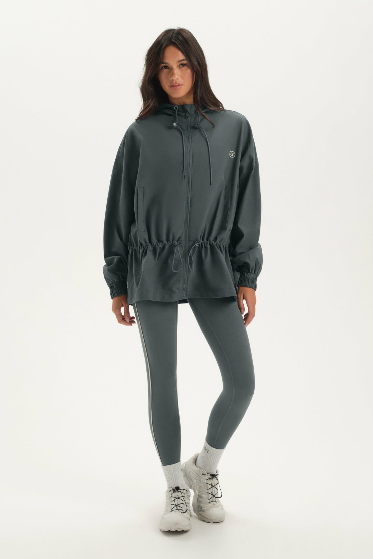 NYLON TRACK CINCHED WINDBREAKER - MAST | SET ACTIVE Classic