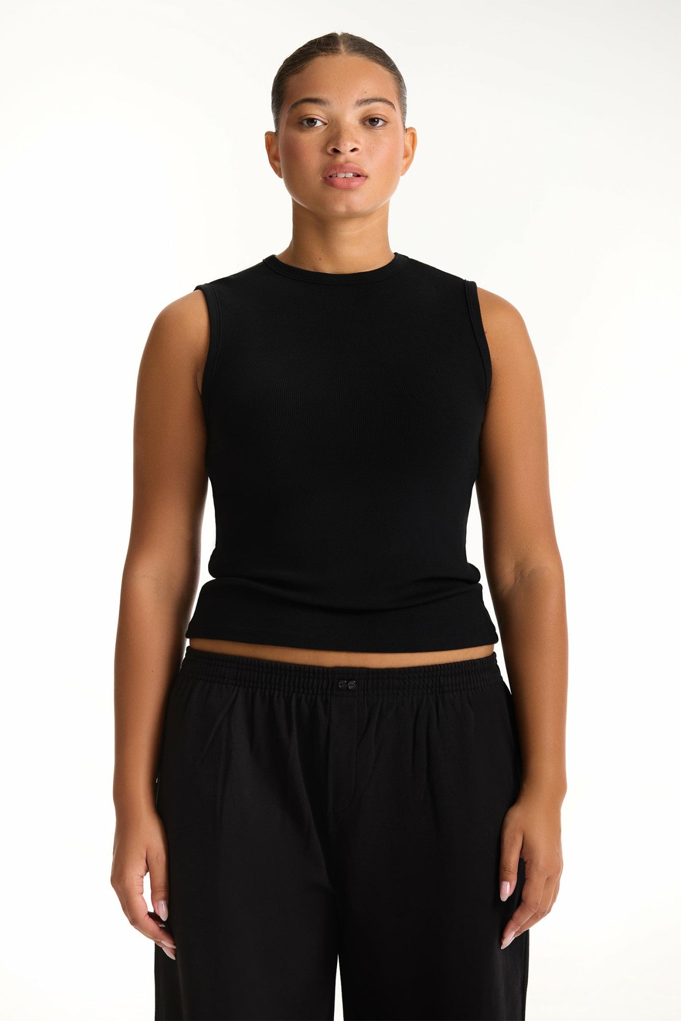 RIBBED MODAL BODY MUSCLE TANK - ONYX | SET ACTIVE Featured