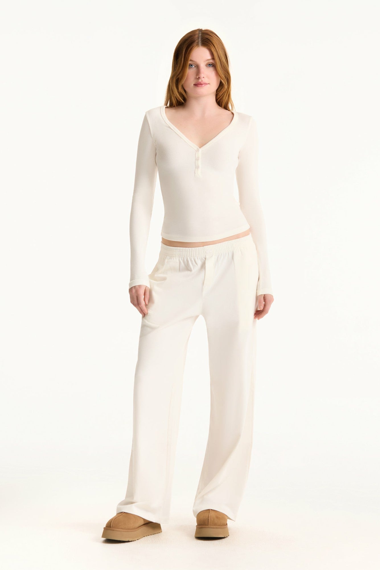 RIBBED MODAL BODY HENLEY - BLANC | SET ACTIVE Recommended