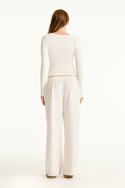 RIBBED MODAL BODY HENLEY - BLANC | SET ACTIVE Recommended