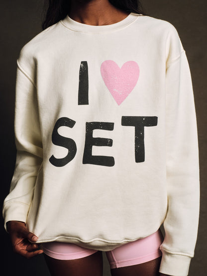MIDWEIGHT SWEATS STAPLE I LOVE SET CREWNECK - ICING | SET ACTIVE Popular