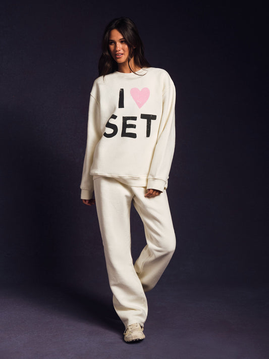 MIDWEIGHT SWEATS STAPLE STRAIGHT LEG SWEATPANTS - ICING | SET ACTIVE Trending