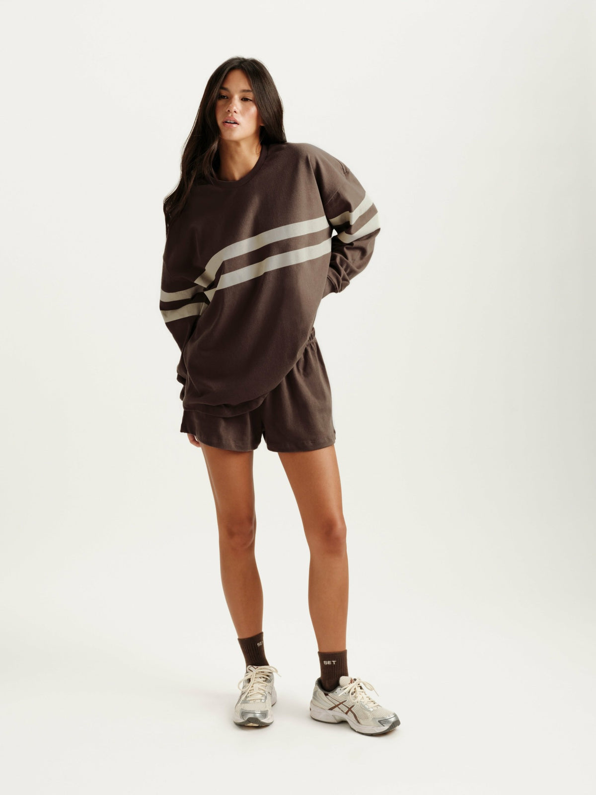 HEAVY COTTON EASY STRIPE LONG SLEEVE - GRAIN | SET ACTIVE Signature