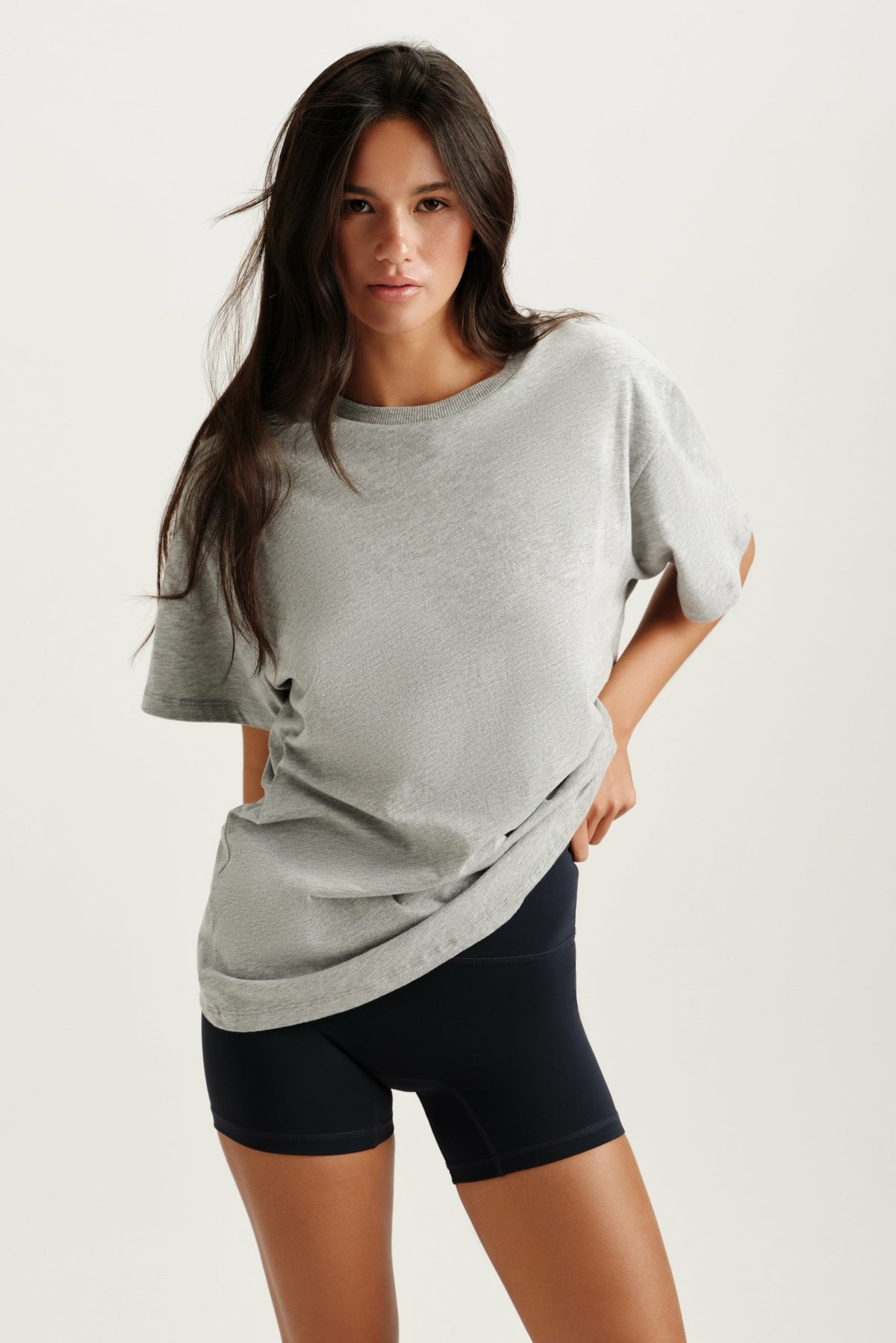 CLASSIC COTTON DAILY BOYFRIEND TEE - FOG HEATHER GREY | SET ACTIVE Featured