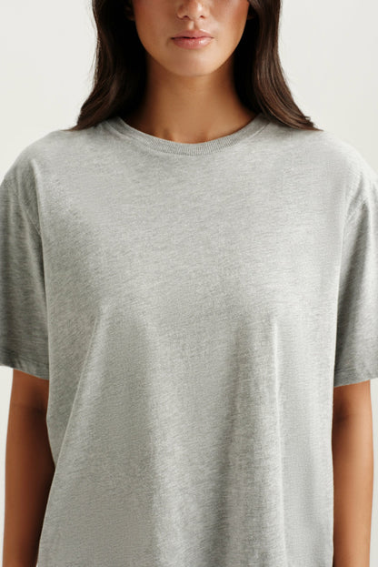 CLASSIC COTTON DAILY BOYFRIEND TEE - FOG HEATHER GREY | SET ACTIVE Featured