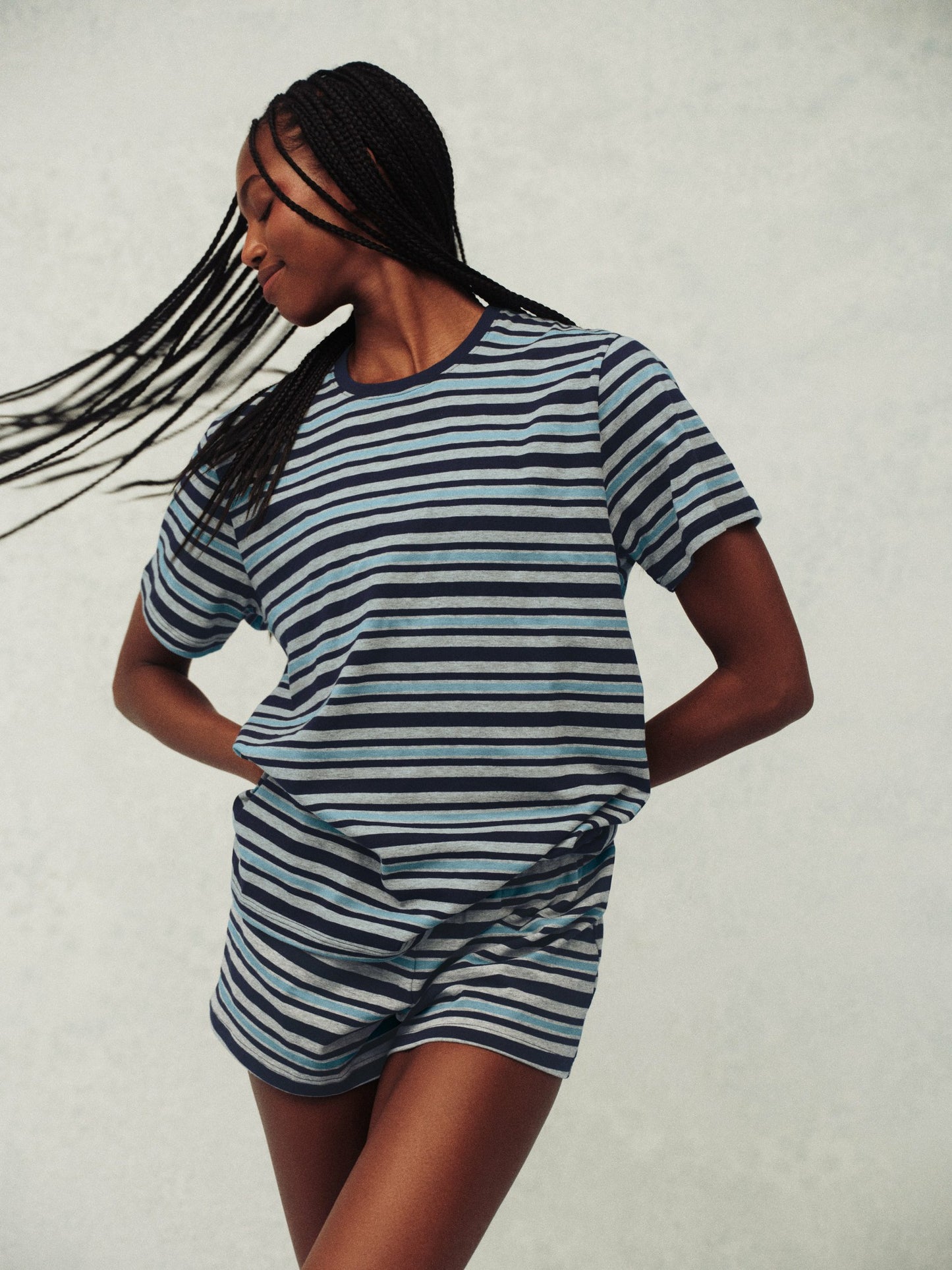 HEAVY COTTON EASY STRIPE SHORTS - WASHED | SET ACTIVE Recommended