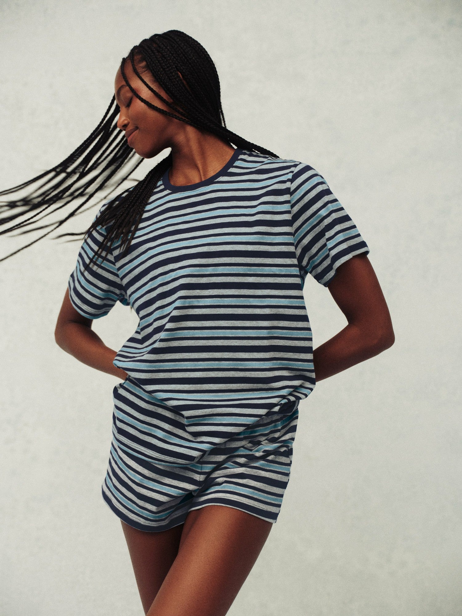 HEAVY COTTON EASY STRIPE SHORTS - WASHED | SET ACTIVE Recommended
