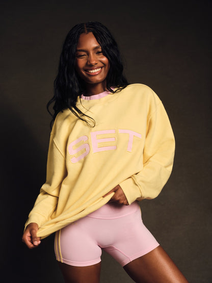 MIDWEIGHT SWEATS STAPLE SET LAYERED CREWNECK - TAFFY | SET ACTIVE Best Seller