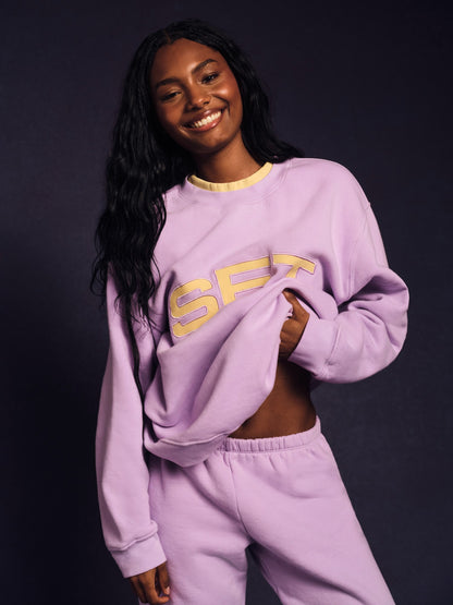MIDWEIGHT SWEATS STAPLE SET LAYERED CREWNECK - BUTTERCREAM | SET ACTIVE Recommended