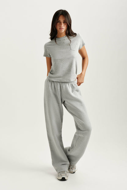 MIDWEIGHT SWEATS STAPLE STRAIGHT LEG SWEATPANTS - FOG HEATHER GREY | SET ACTIVE Signature