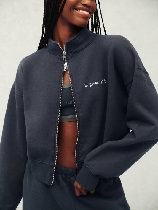 MIDWEIGHT SWEATS STAPLE SET FUNNEL ZIP - INDIGO | SET ACTIVE Classic