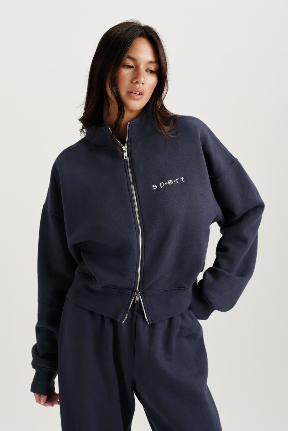 MIDWEIGHT SWEATS STAPLE SET FUNNEL ZIP - INDIGO | SET ACTIVE Classic
